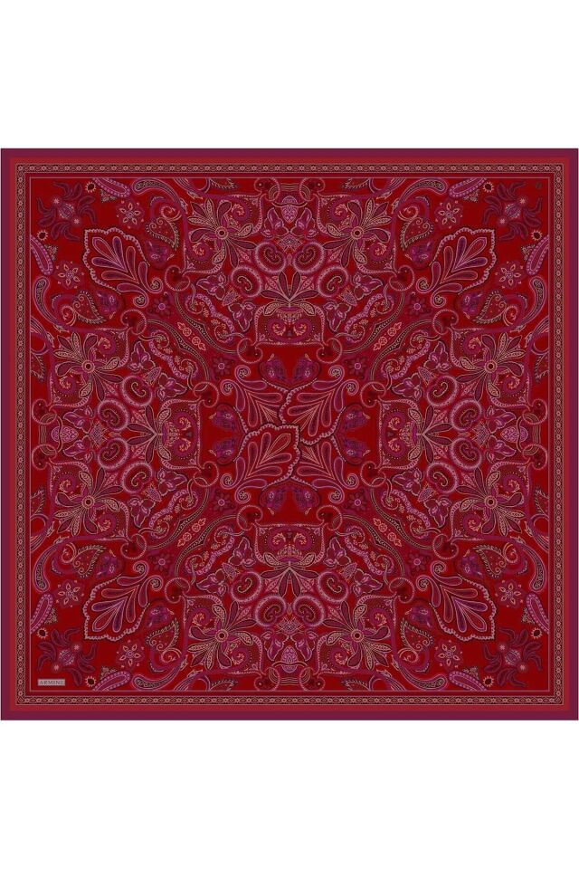 Etnik Desen Saf İpek Twill Eşarp 9421D 85
