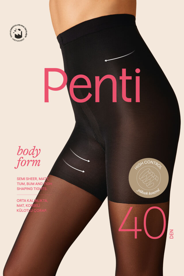 Siyah Body Form Korse Etkili Külotlu Çorap-Pentilicious Siyah - S/M