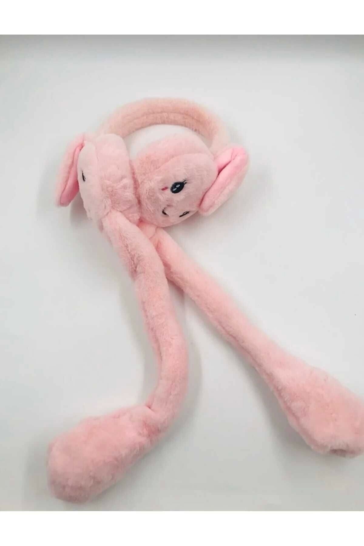 Kadın/kız Hareketli Tavşan Kulaklı Peluş Kulaklık Pembe - Standart