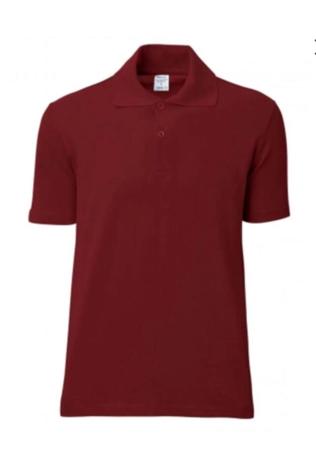 Unisex Rahat Kalıp Polo Yaka Kısa Kol Tişört BORDO - 12-13 Yaş