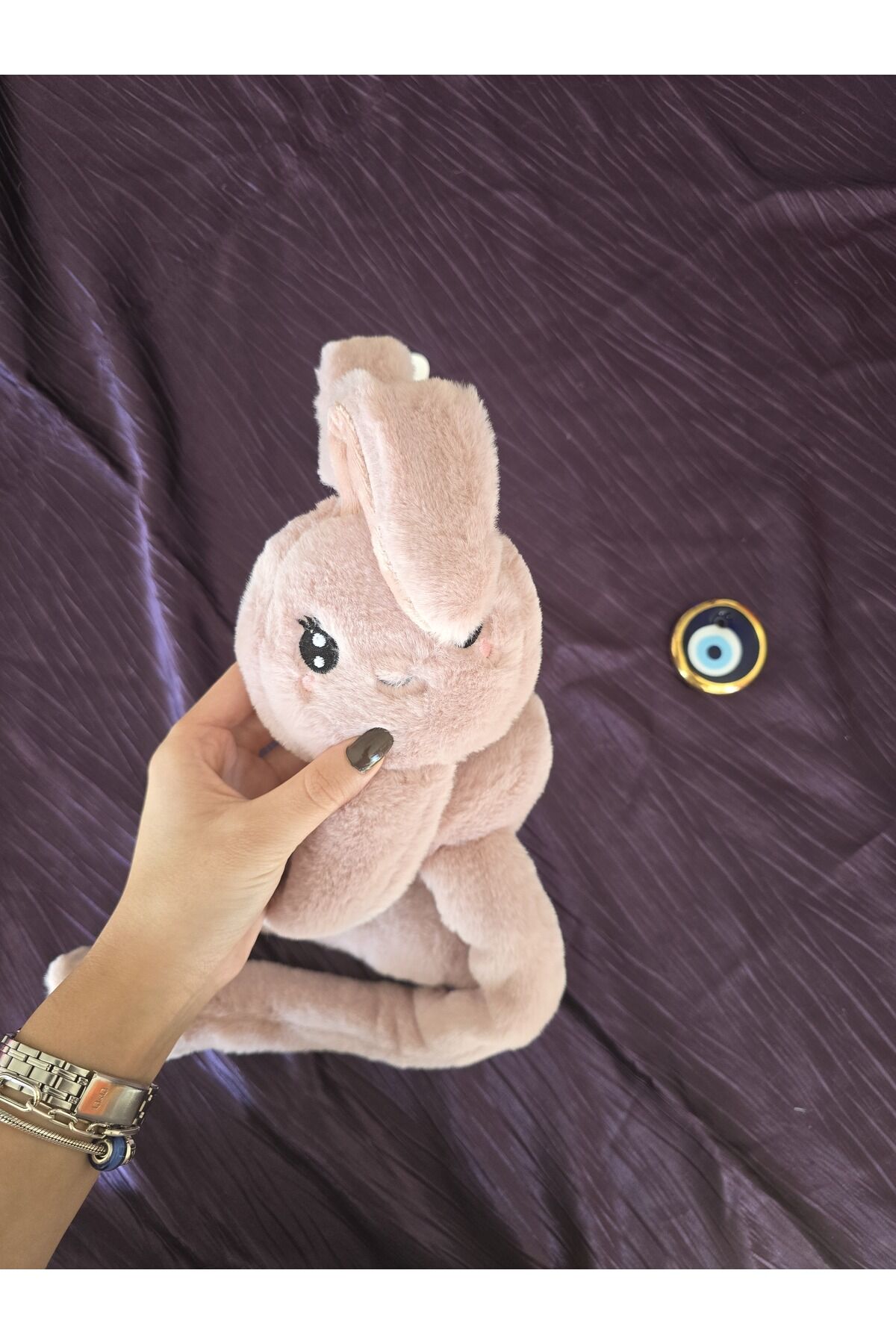 Kız Çocuk GÜLKURUSU Renk Peluş Figürlü Oynar Kulaklı Sesli Kışlık Kulaklık Pembe