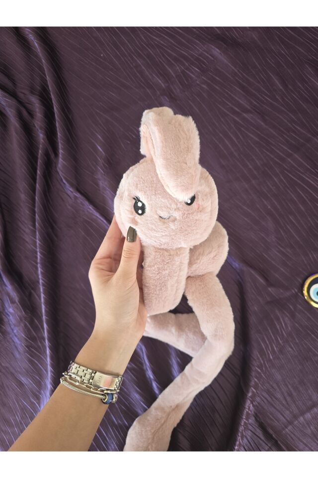 Kız Çocuk PEMBE Peluş Figürlü Oynar Kulaklı Sesli KışlıkPeluş Kulaklık Pembe