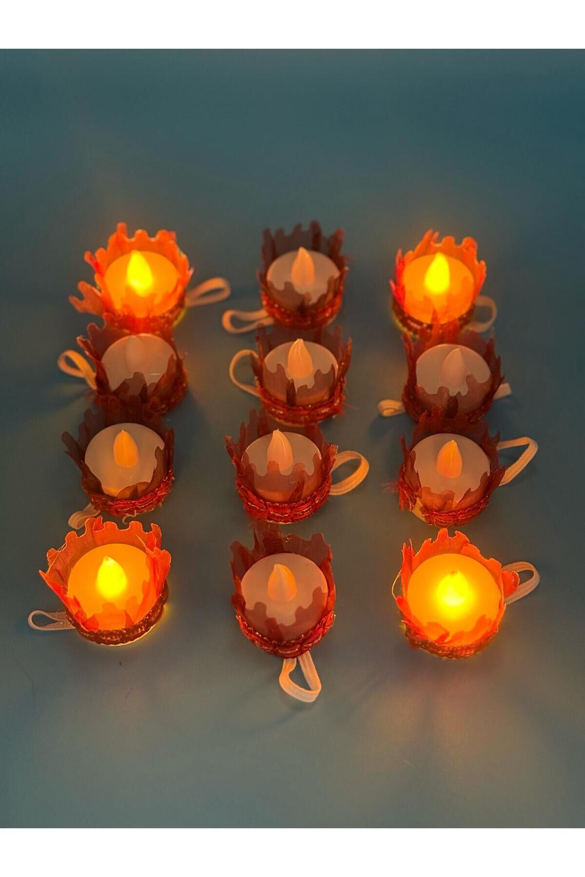 Bordo 12'li Led'li Kına El Mumu Tealight Dumansız Nedime Mumu