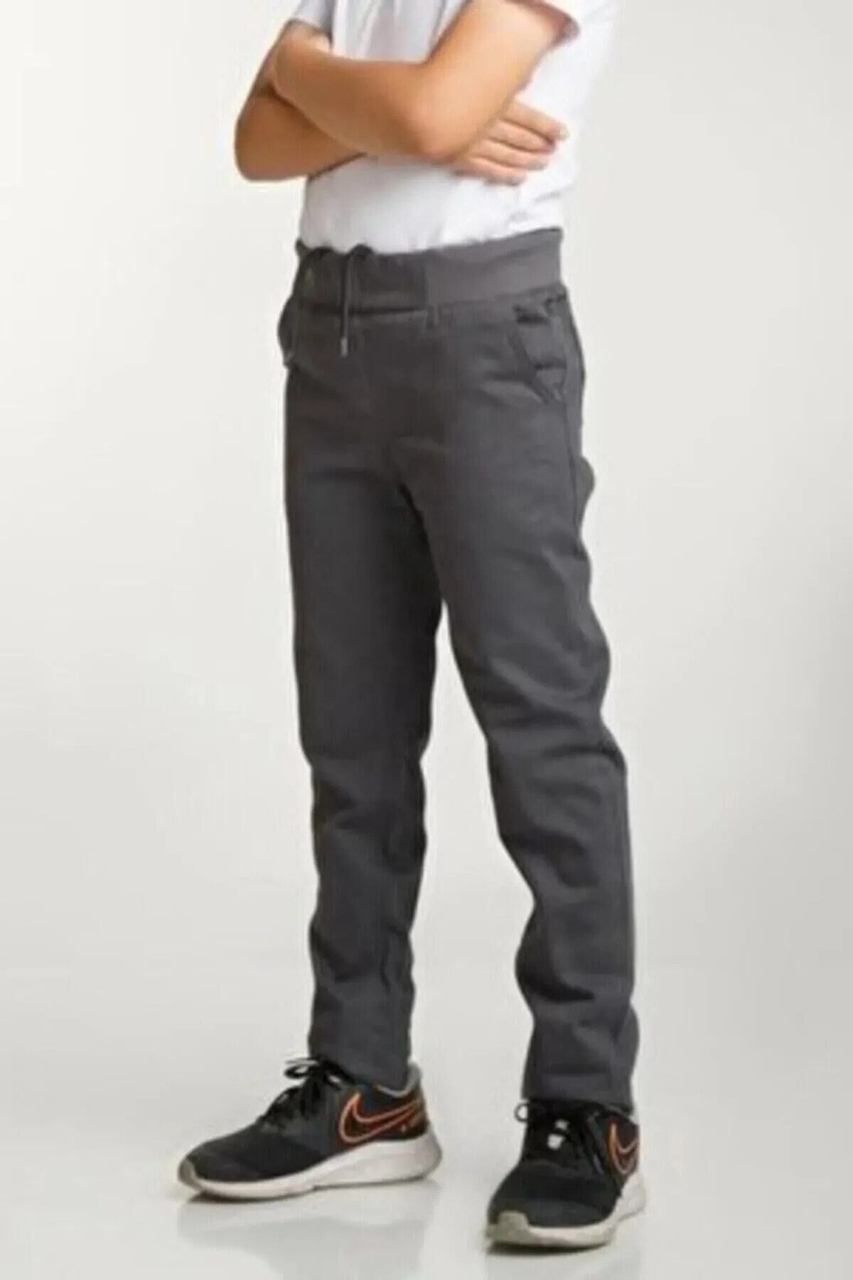 ÇOCUK OKUL PANTALONU KANVAS Füme - 6-7 Yaş