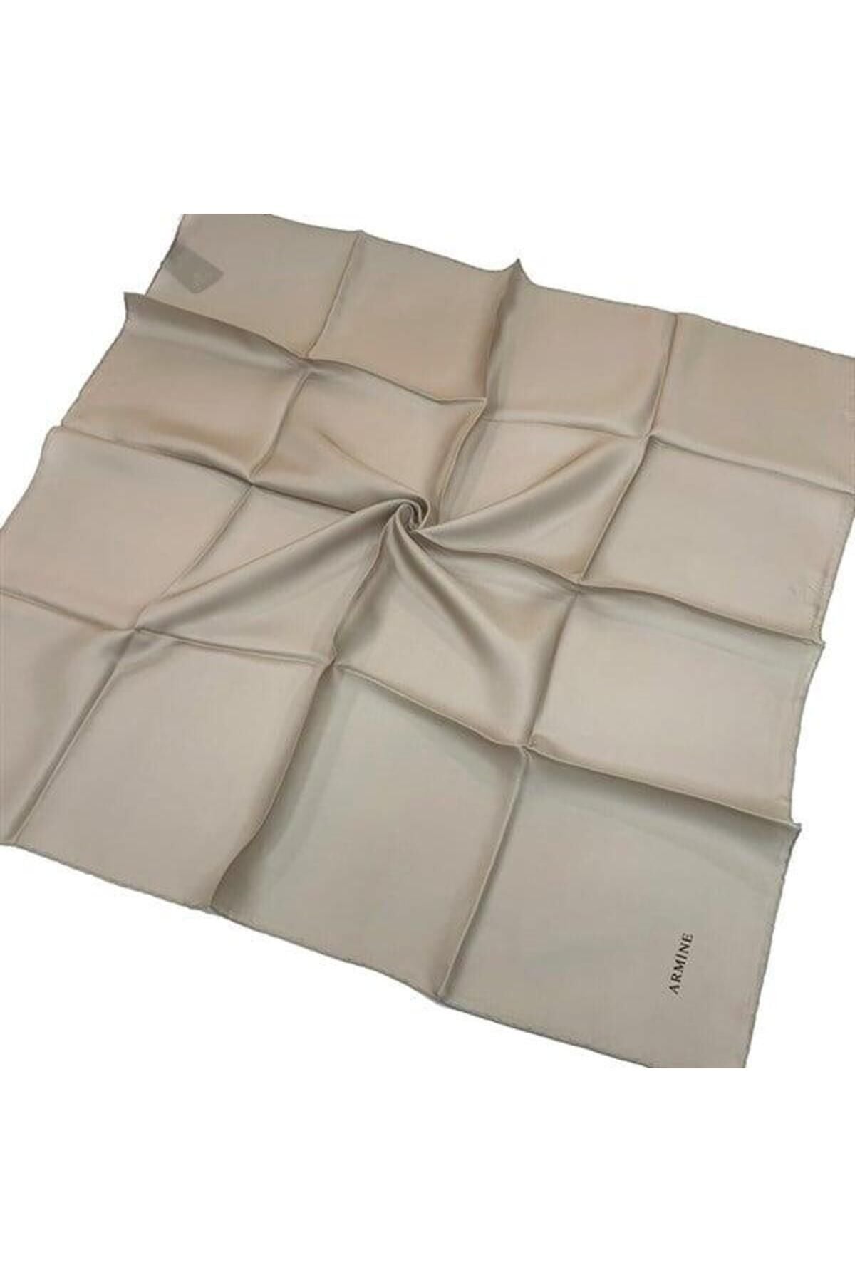 Düz İpek Eşarp - 1383 Açık Vizon Twill Açık Vizon - 90X90