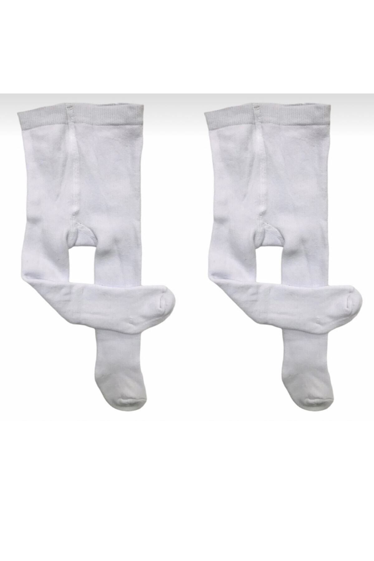 Unisex Çocuk Havlu Kilotlu Çorap 2 Adet Beyaz