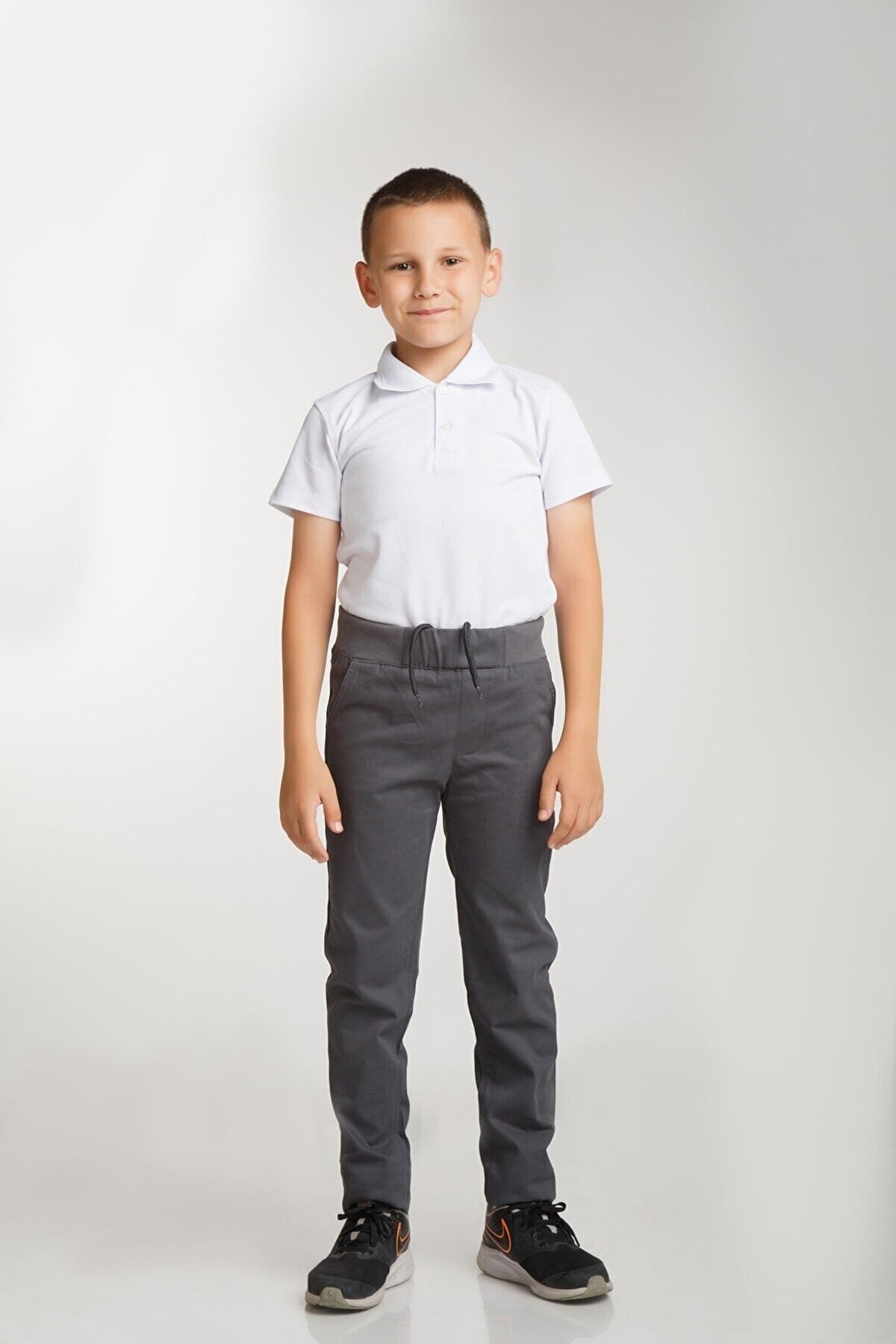 Ribana Bel Canvas Okul Pantolonu Likralı Gri̇ - 7-8 Yaş