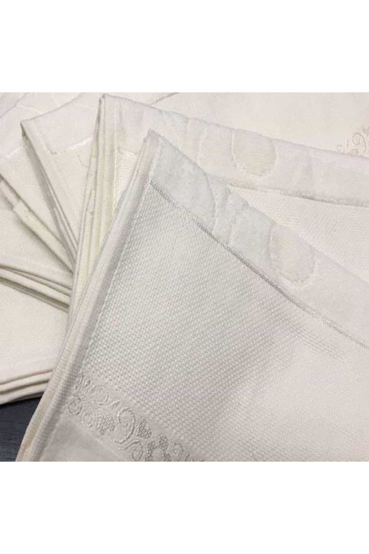 Soft Etamin Işlemelik Havlu 50*90 6lı Krem Krem