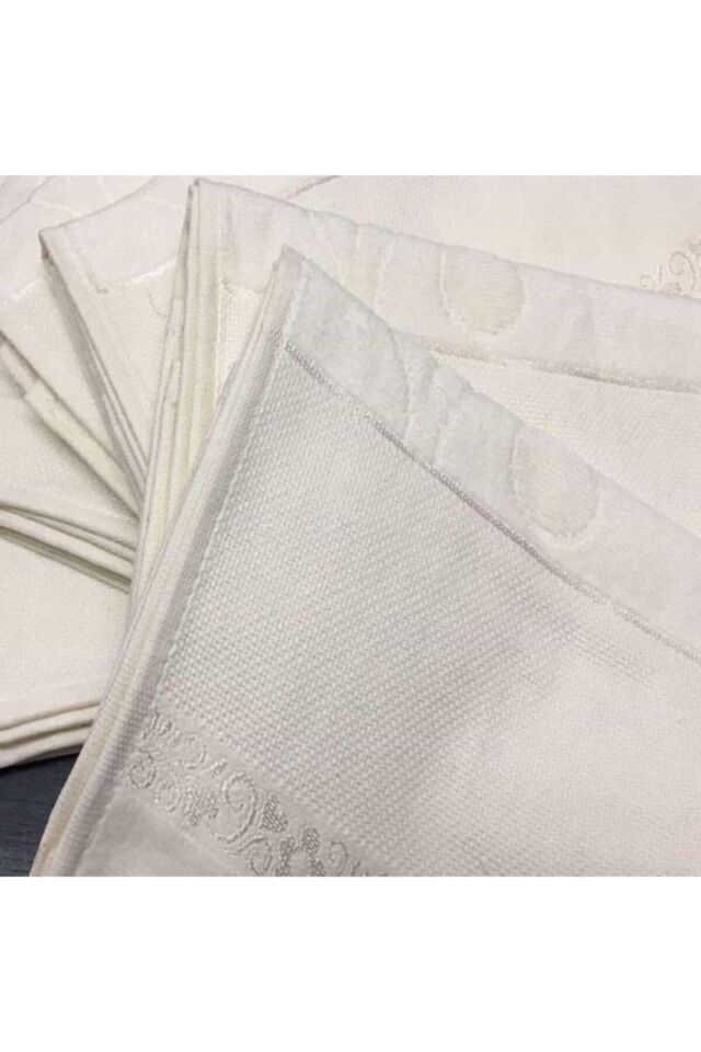 Soft Etamin Işlemelik Havlu 50*90 6lı Krem Krem