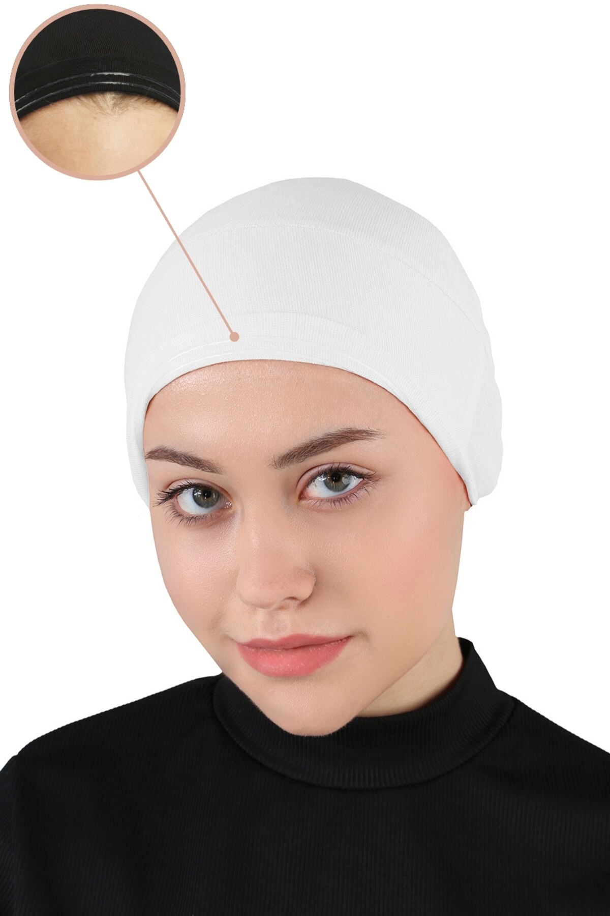 Kaymayan Tesettür Bone Silikonlu Kaymaz Bone - ST260 Beyaz Beyaz - Standart