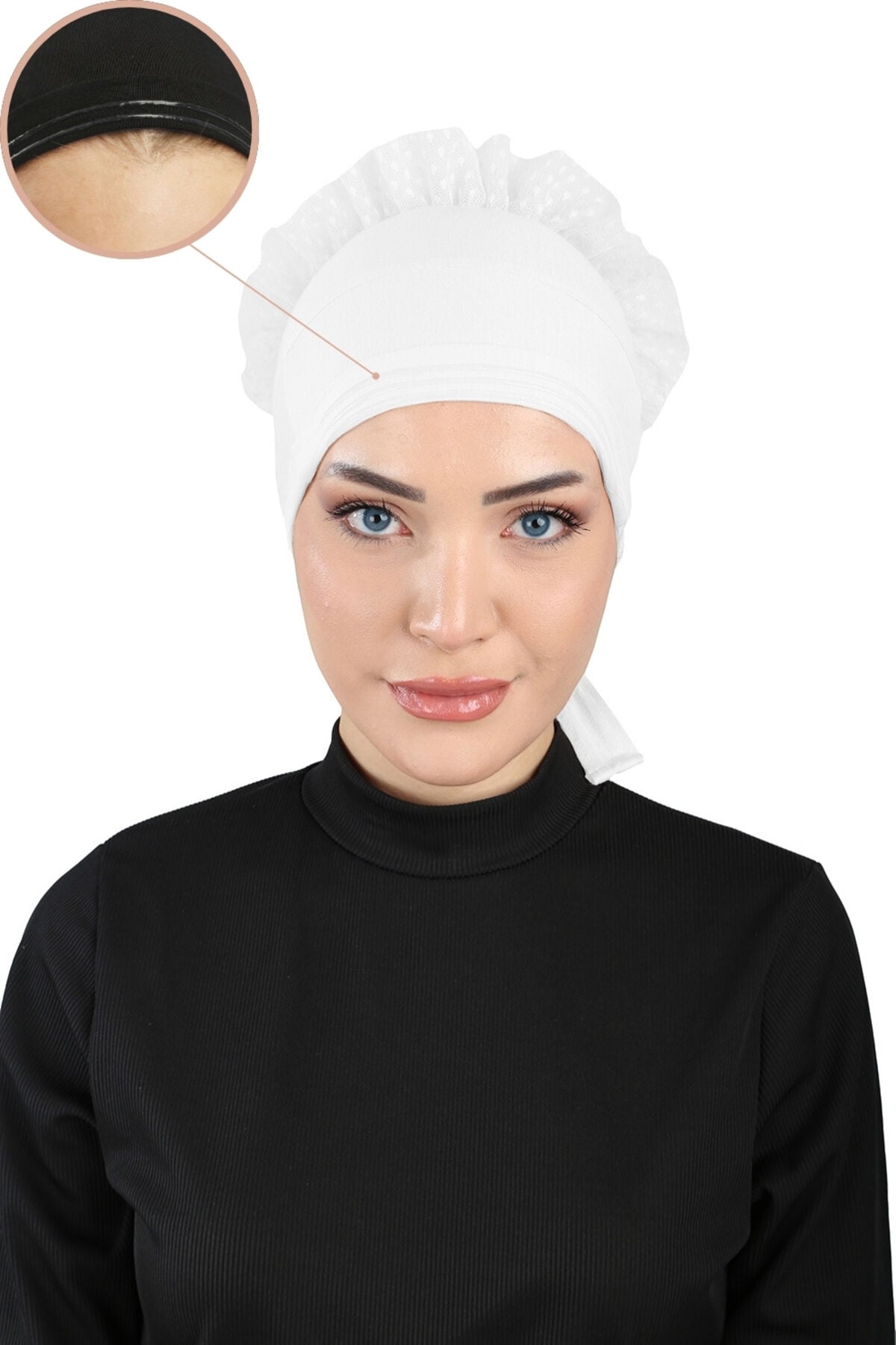 Topuzlu Silikonlu Kaymaz Bone - ST 510 ( 3451002 ) Beyaz - Standart