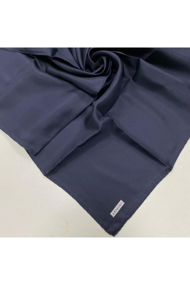Lacivert Düz Renk Sura Ipek Eşarp 10d02-02 Karışık - 90X90