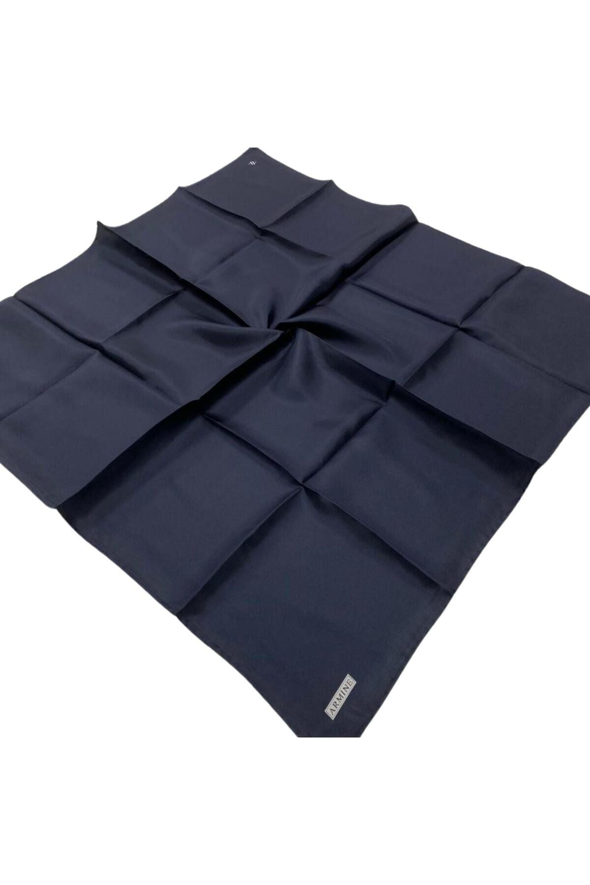 Lacivert Düz Renk Sura Ipek Eşarp 10d02-02 Karışık - 90X90