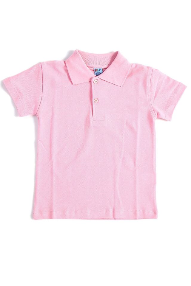 Pembe Kısa Kol Okul Çocuk Lakos Tişört/T-shirt - 80238-Pembe Pembe - S