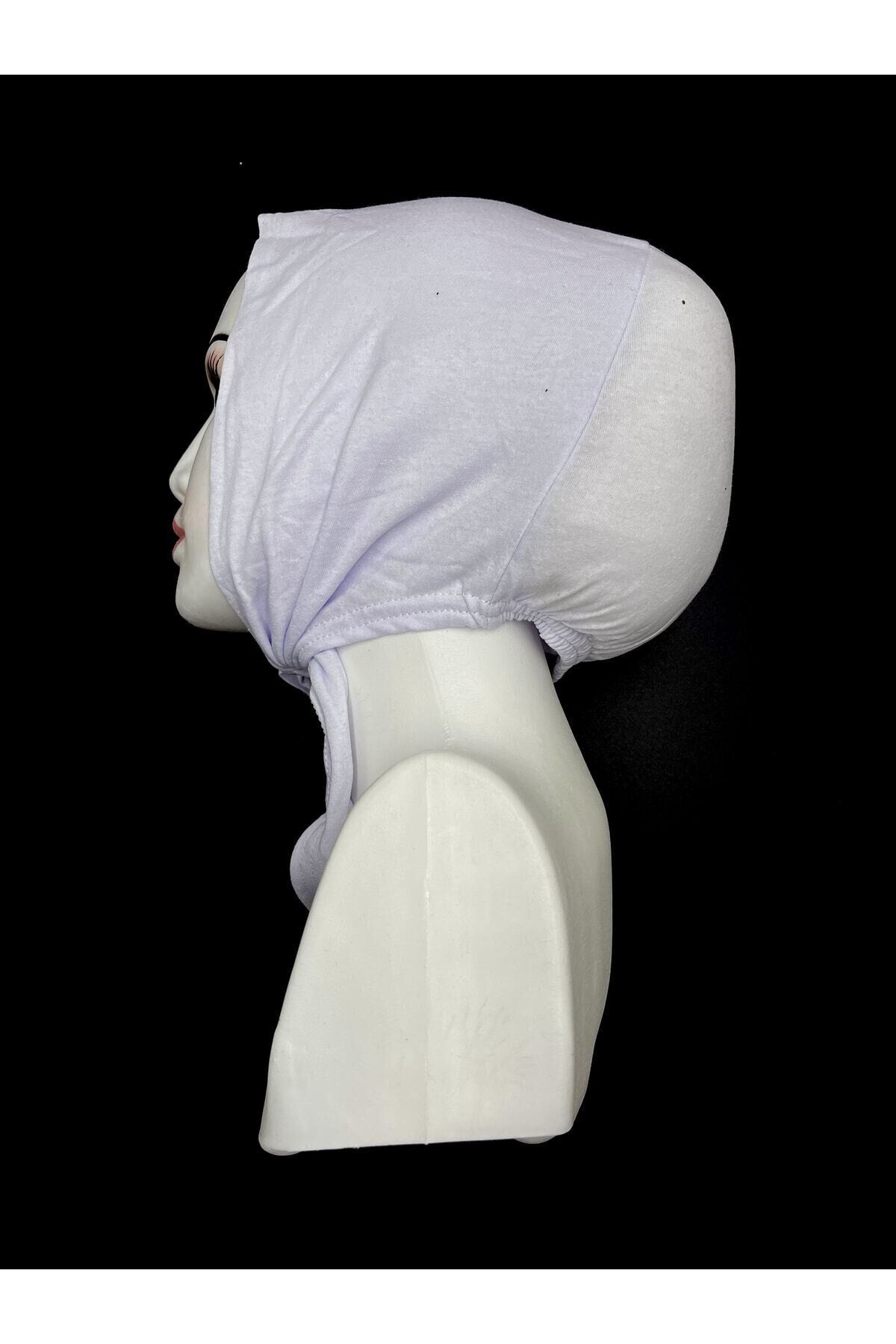 Silkonlu Beyaz Penye Topuz Bone