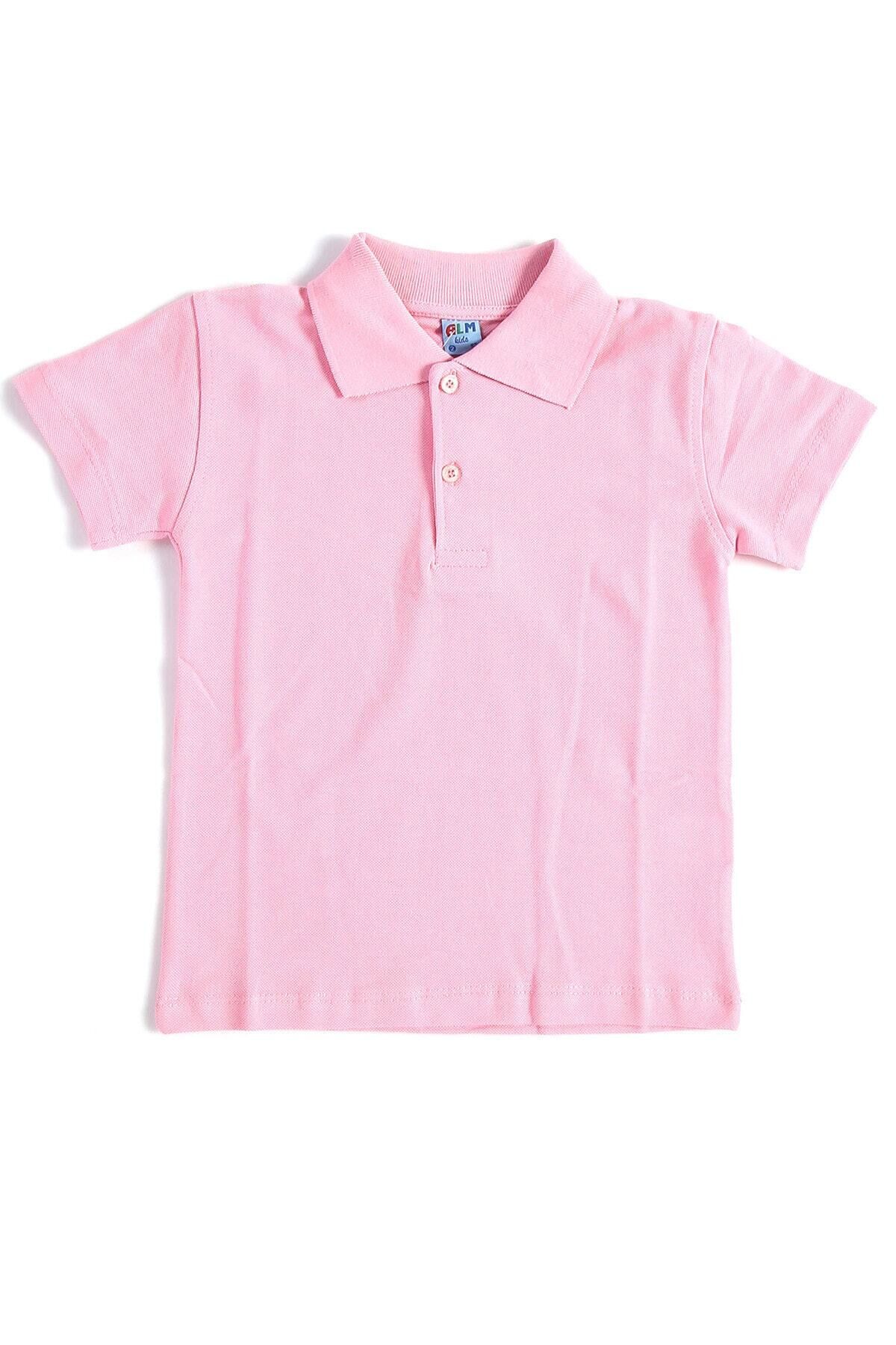 Pembe Kısa Kol Okul Çocuk Lakos Tişört/T-shirt - 80238-Pembe Pembe - 16-17 Yaş