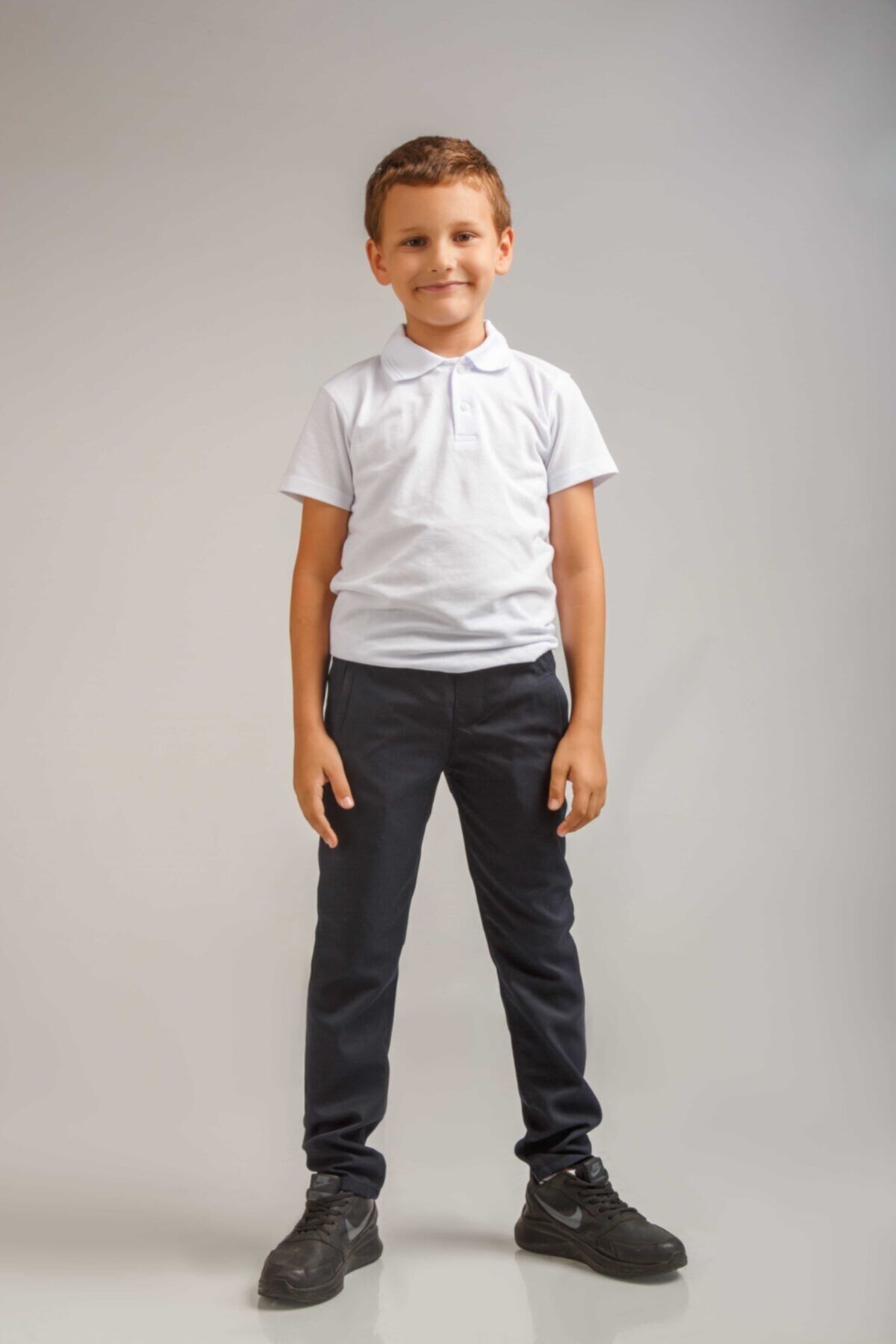 Tamlastikli Kumaş Okul Pantalonu Füme Füme - 9 Yaş