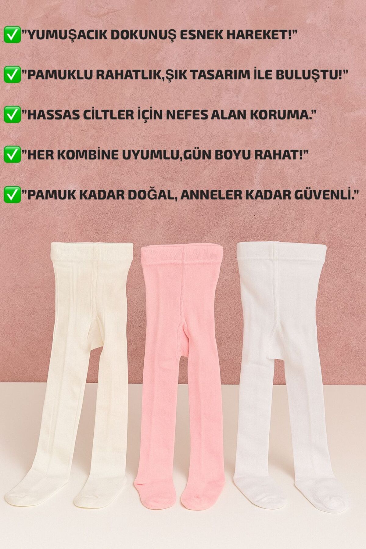 (0-13 Yaş) Çocuk Kilotlu Çorap 3'lü Paket-PAMUKLU Rahat Giyim