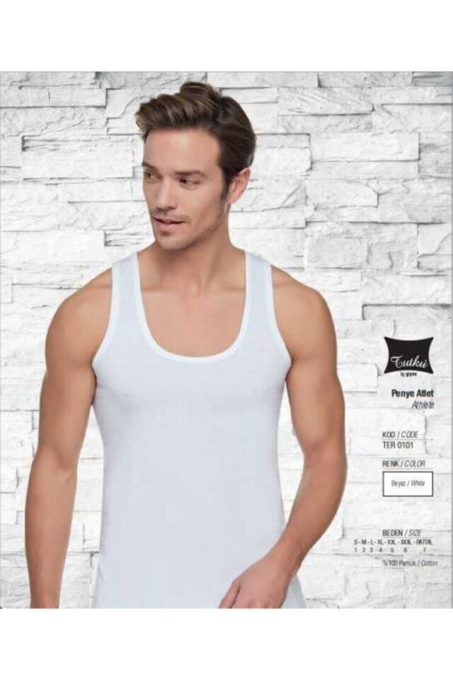 0101-8 Erkek Beyaz 6'lı Atlet Beyaz - 2XL