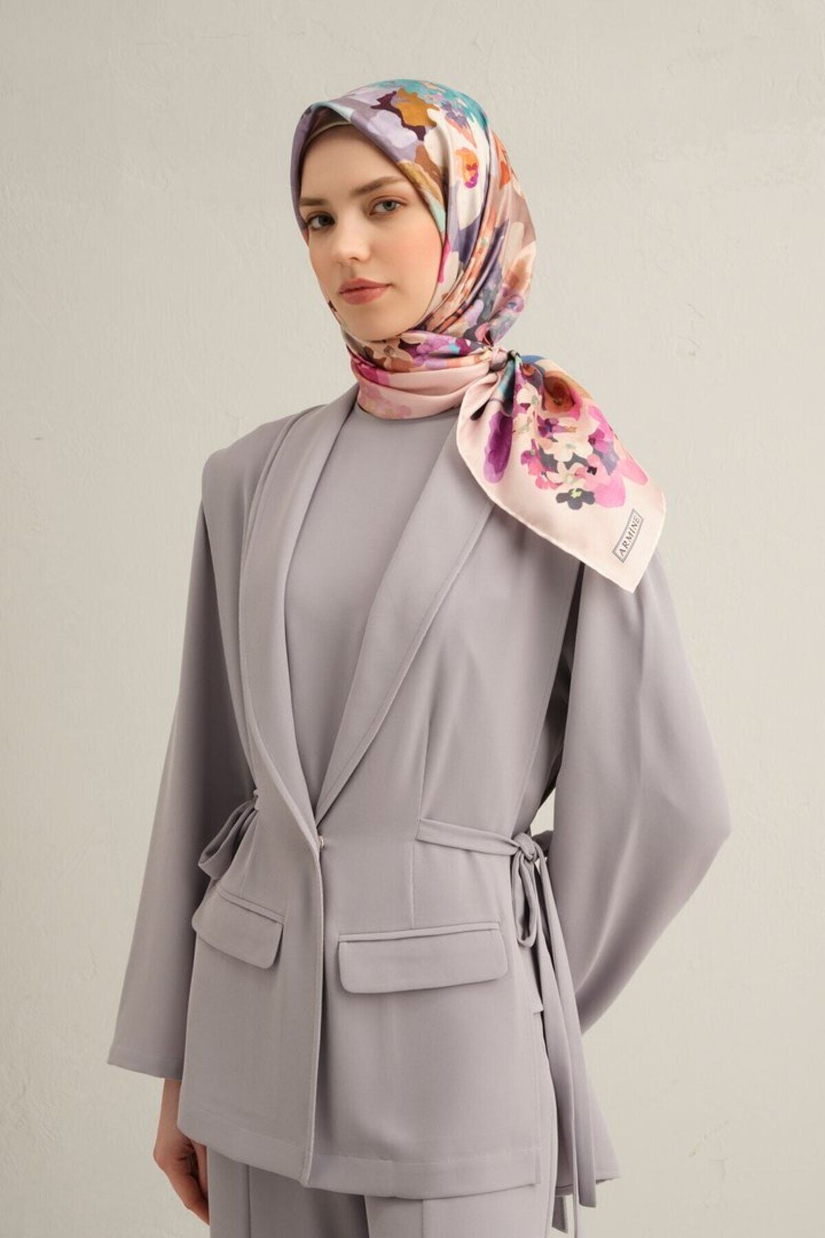 Twill İpek Eşarp 9334D Çok Renkli 2 - 90X90