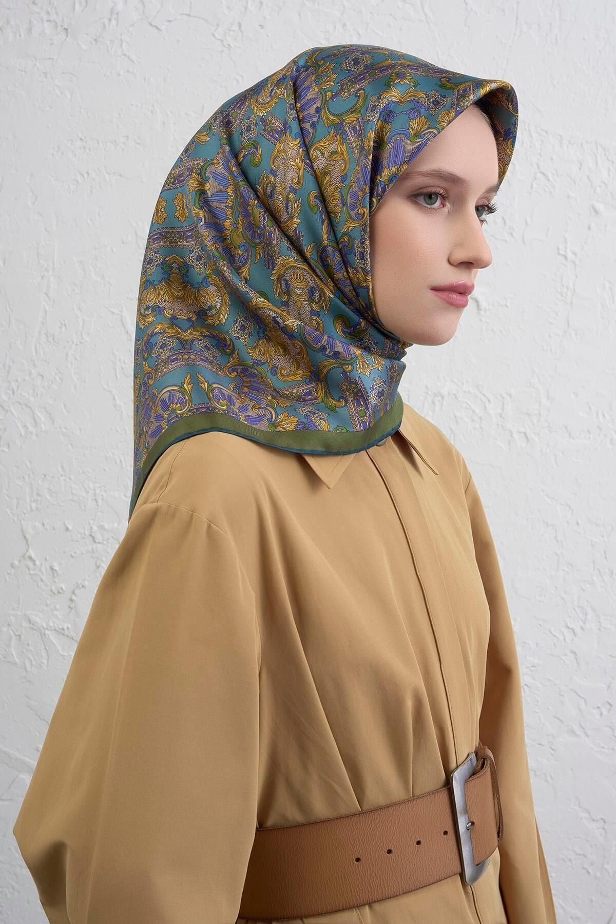 Saf İpek Sura Eşarp 9416D 52 Yeşil