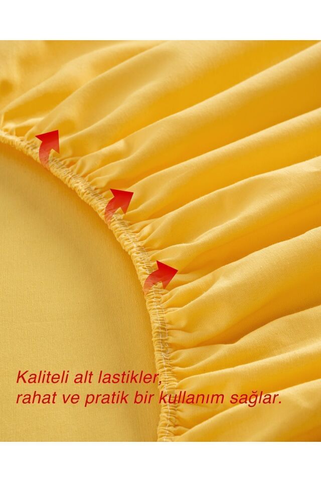 Ranforce Akfil Sarı Lastikli Çarşaf Yastık Kılıfı Tek Çift Kişilik Battal Boy Fitted Çarşaf Seti