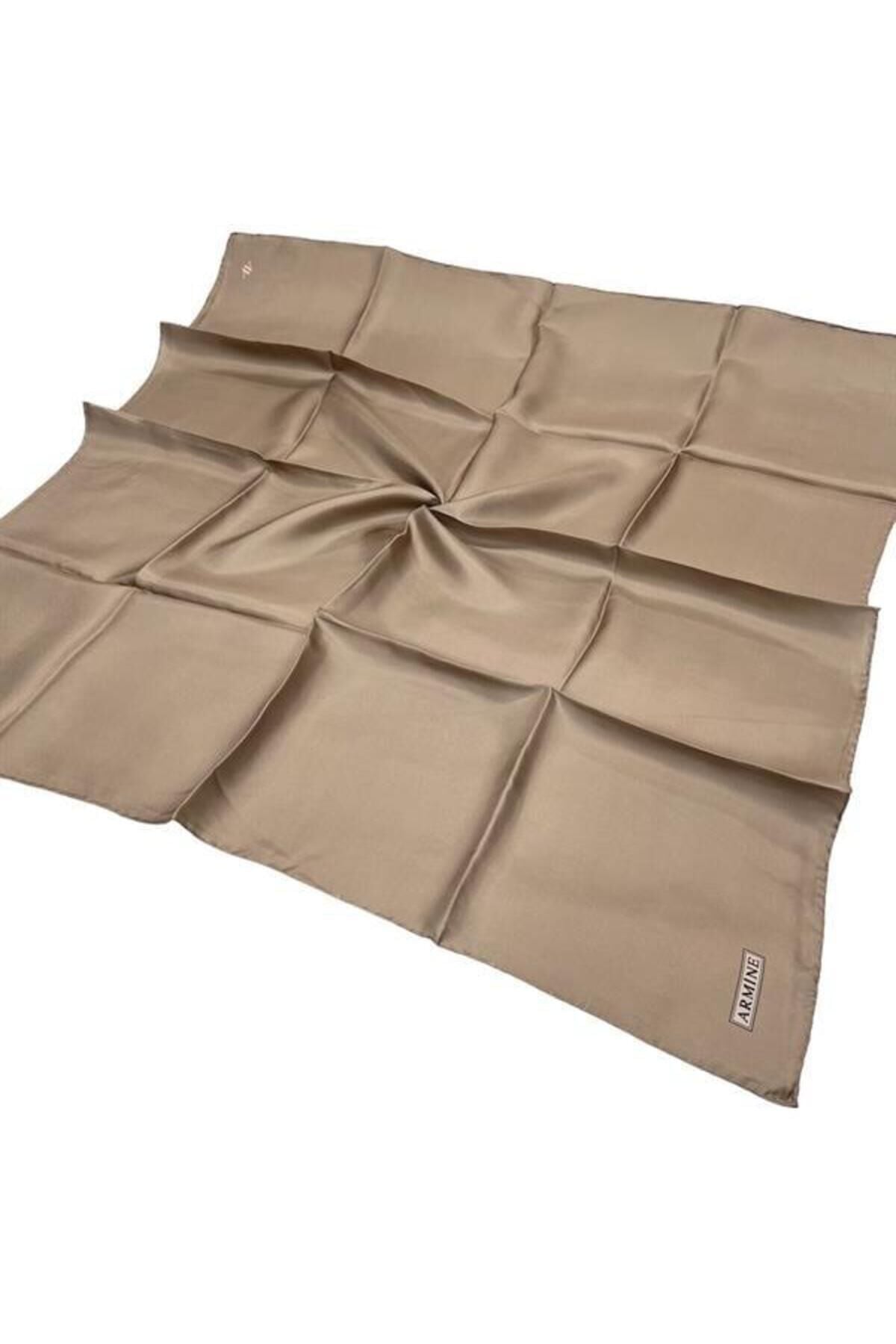 Düz İpek Eşarp - 14 Camel Twill 14 Koyu Vizon - 90X90