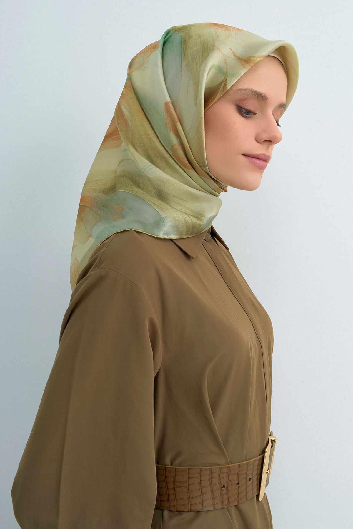 Sura İpek Eşarp 9519DS 80-Yeşil-Taba