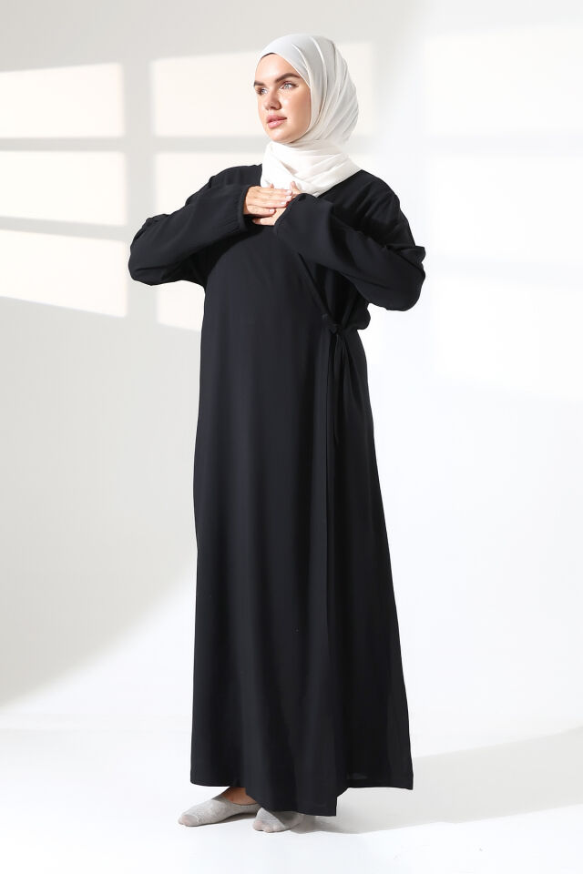 KADIN YANDAN BAĞLAMALI VİSKON NAMAZ ELBİSESİ LİKAPA