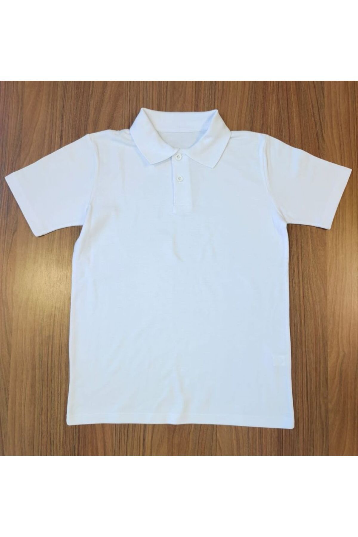 Çocuk Polo Yaka Beyaz Kısa Kol T-Shirt | %100 Pamuk | Beyaz - 6-7 Yaş