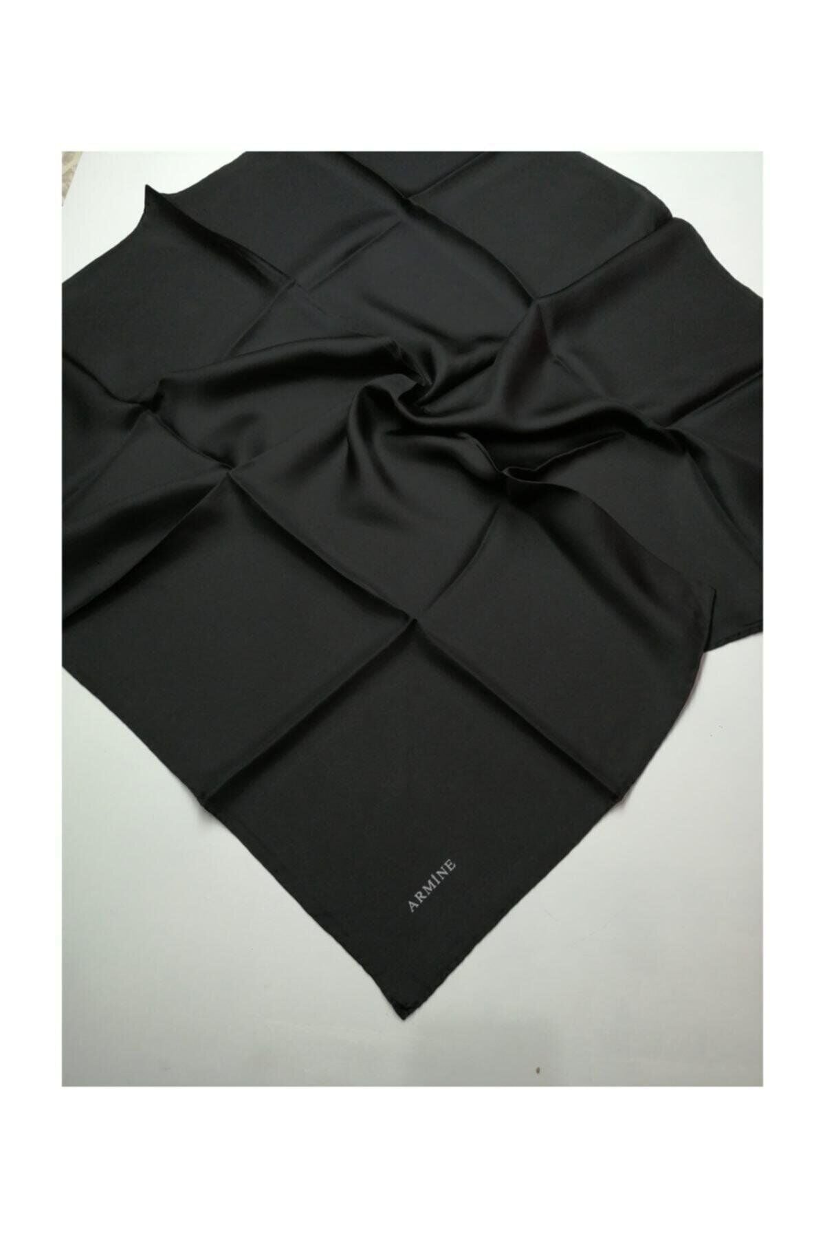 Düz Boyalı Siyah Eşarp (twill) Siyah