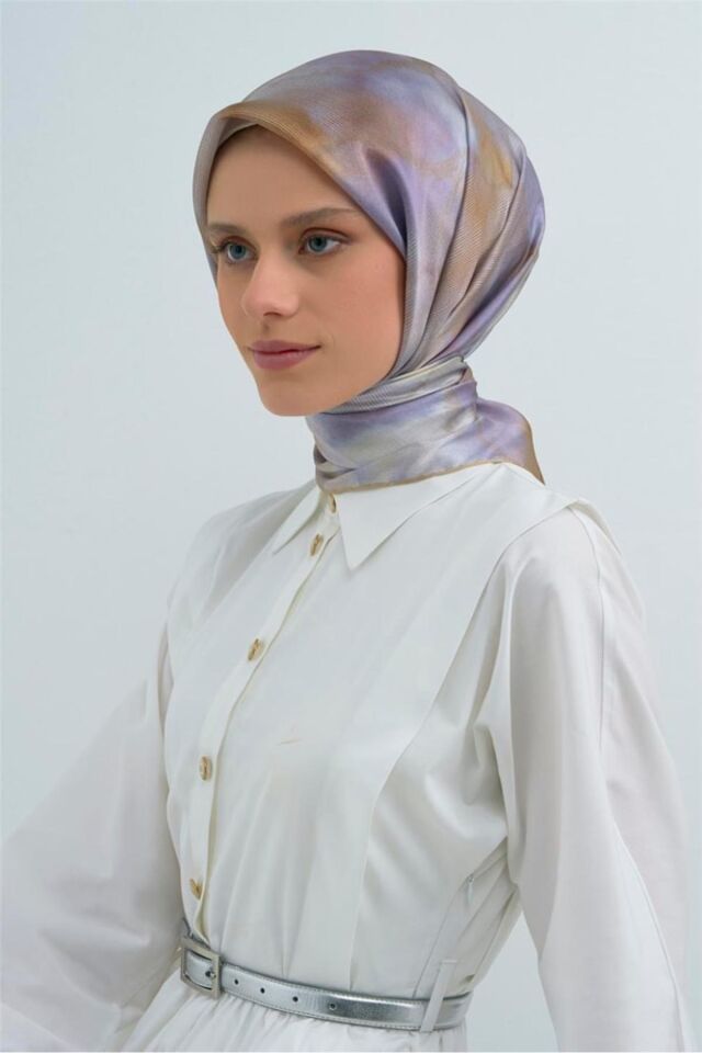 TWİLL İPEK EŞARP 2026 YAZ SEZONU 9501D02-31 31-Su Yeşili,Lila