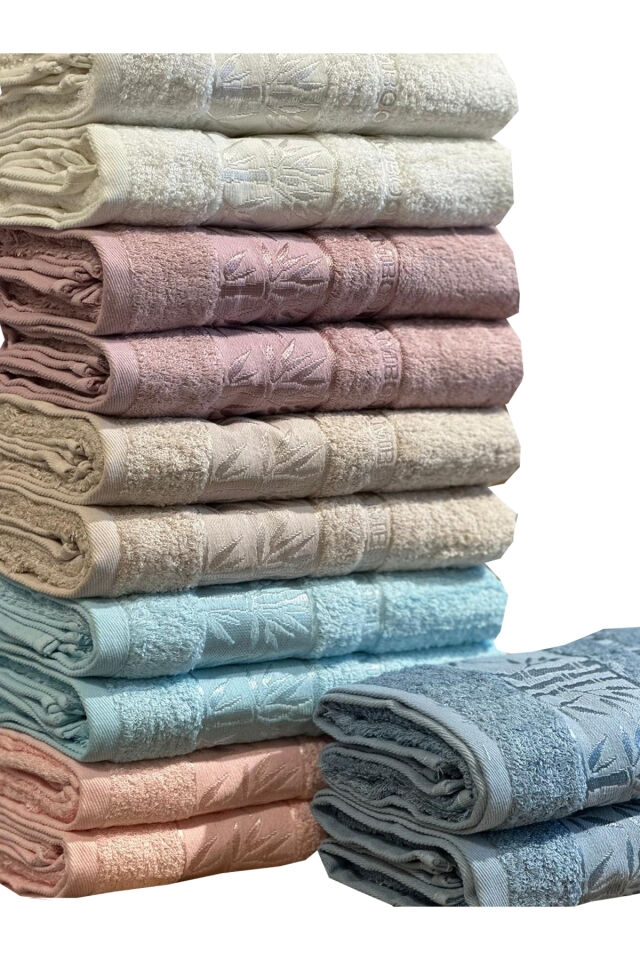 50*90 12 Lİ BAMBU EL YÜZ HAVLUSU Asorti̇