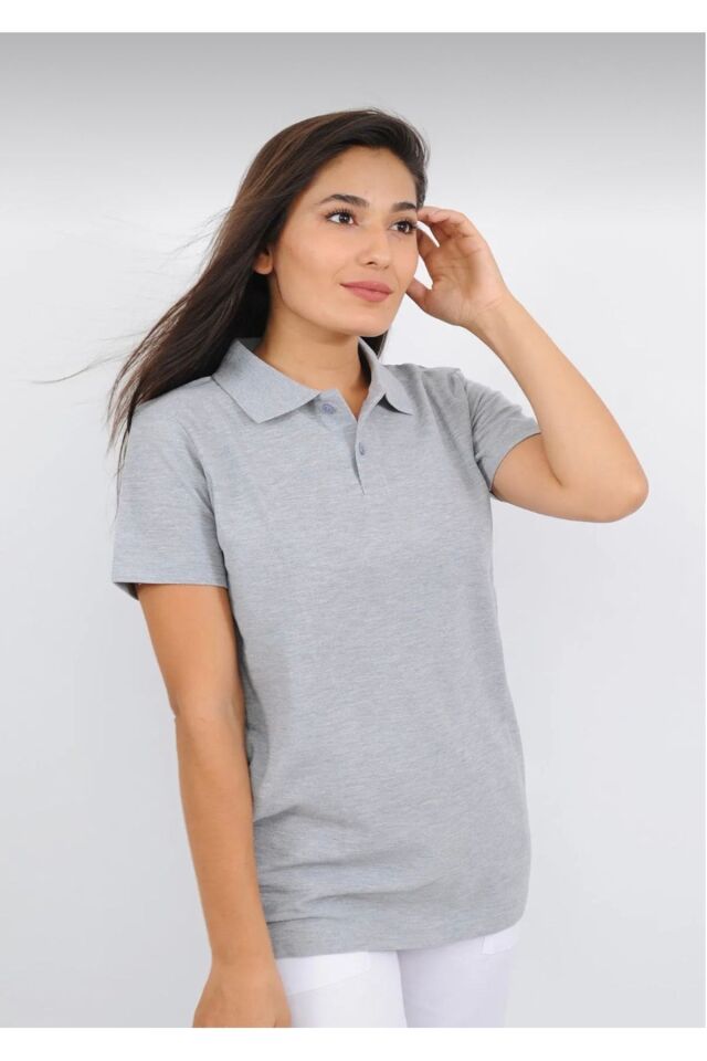 Polo Yaka Tshirt Örme Kumaş Okul Öncesi Gri - L