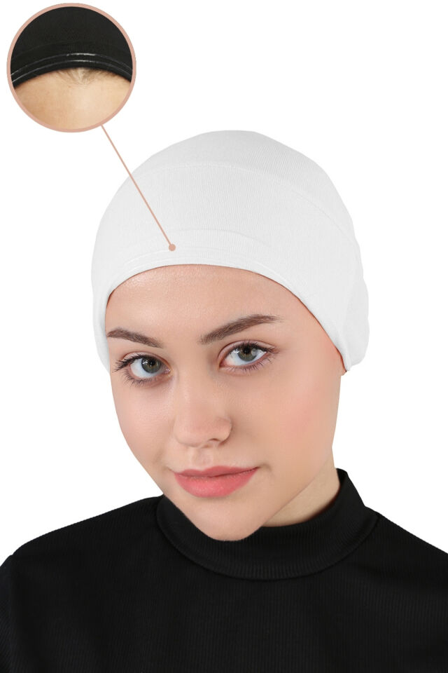 Kaymayan Tesettür Bone Silikonlu Kaymaz Bone - ST260 Beyaz